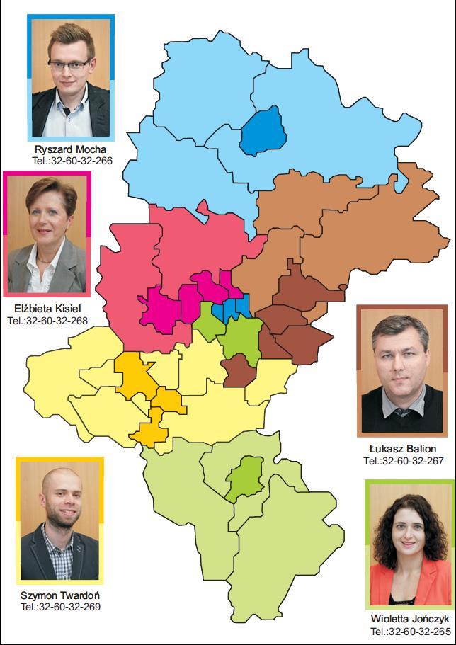 Region Południowy, obejmujący powiaty: bielski, cieszyński, żywiecki, Bielsko-Białą, Rudę Śląską, Katowice Wioletta Jończyk kierownik zespołu e-mail: w.jonczyk@wfosigw.katowice.