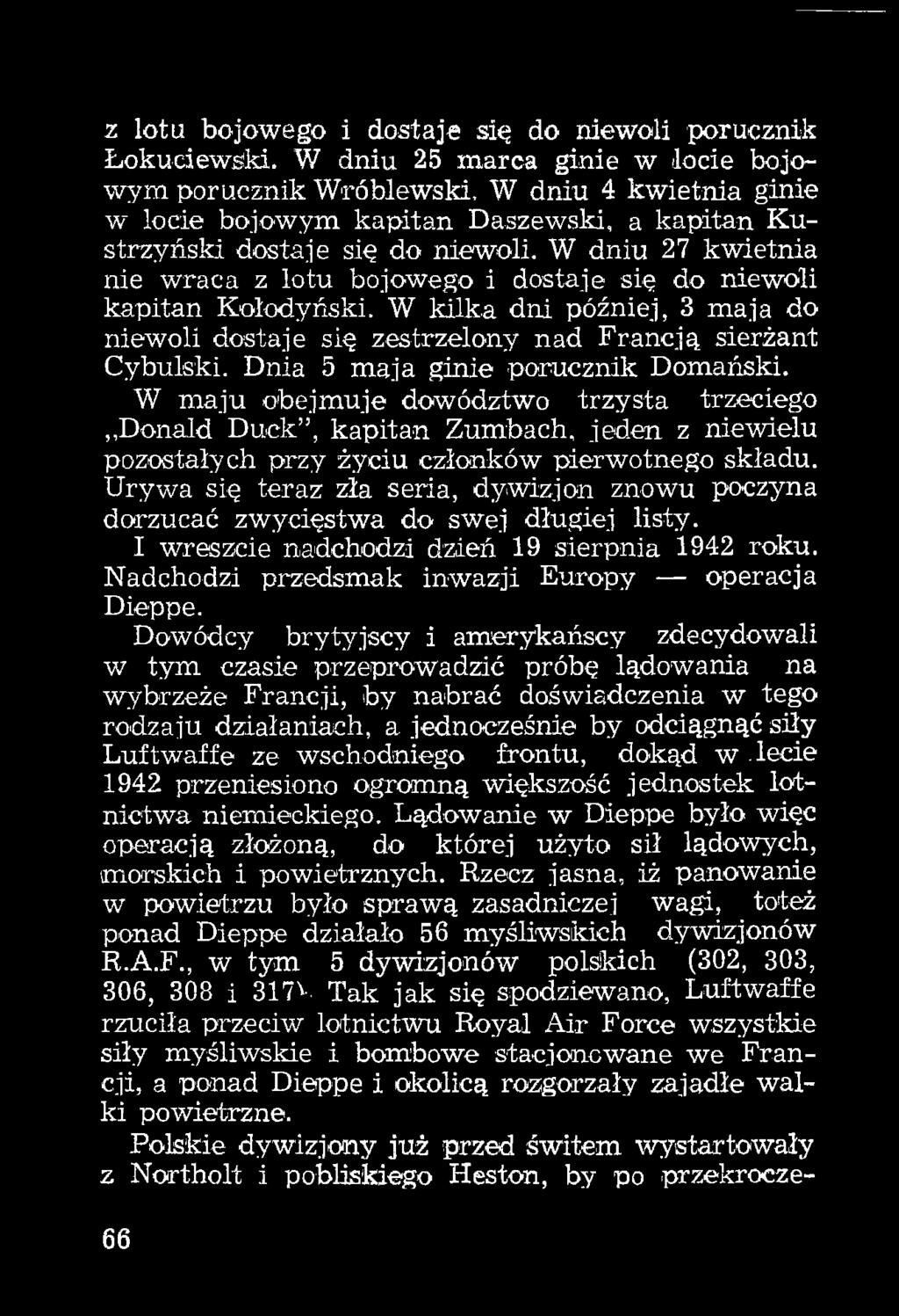 zestrzelony nad Francją sierżant Cybulski, Dnia 5 maja ginie porucznik Domański.
