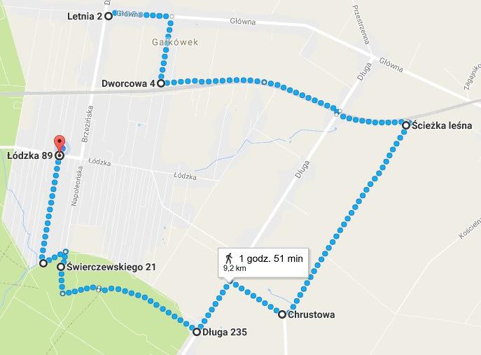 Trasa Rajdu dla dzieci około2,1 km. (około 1 godz.) OPIS TRASY PIESZEJ START Muzeum im. Leokadii Marciniak ul. Dzieci Polskich 22. Trasa Rajdu ul. Główna, ul.