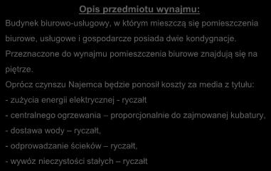 Opis przedmiotu wynajmu: Budynek