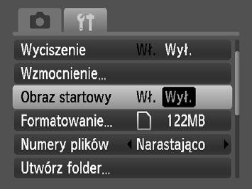 Zmiana funkcji Na karcie 3 można dostosować wygodne, często używane funkcje (str. 46). Wyłączanie zdjęcia startowego Zdjęcie startowe wyświetlane po uruchomieniu aparatu może zostać wyłączone.
