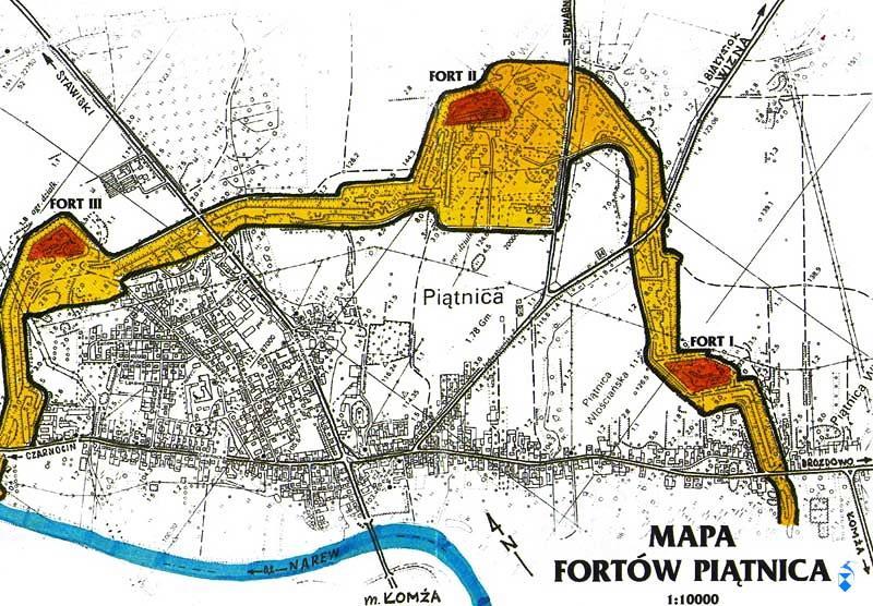 Mapa fortów Piątnica Załącznik 4 Źródło: