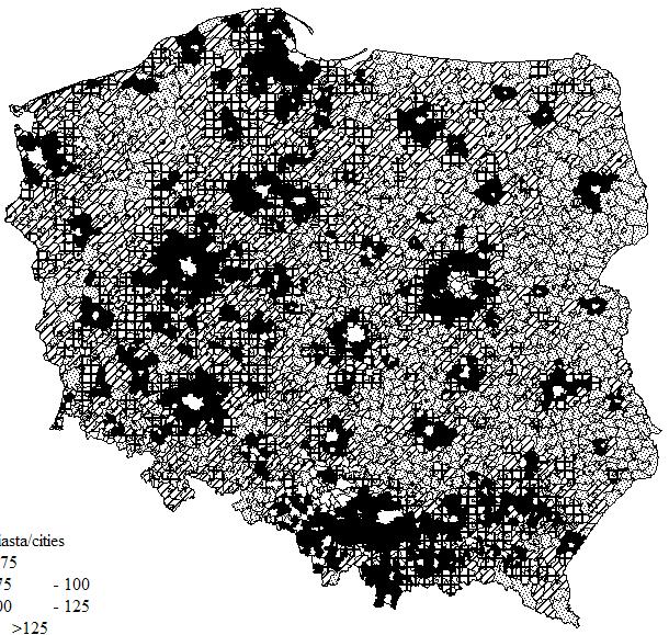 184 Danuta Kołodziejczyk Rysunek 1. Poziom rozwoju demograficznego w badanych gminach Figure 1.