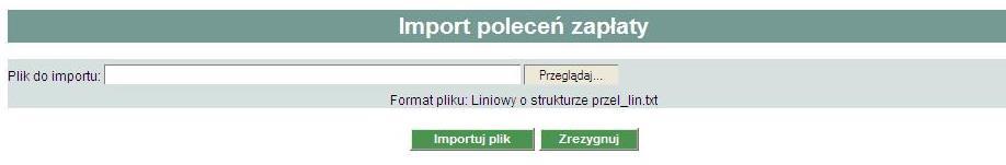 Aby zaimportować dyspozycje polecenia zapłaty należy najpierw ustawić parametry importu zgodnie z zaleceniami Banku określonymi w załączniku Import i eksport danych w Usłudze Bankowości