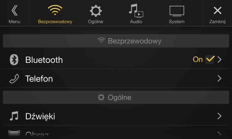 Konfiguracja funkcji Bluetooth Opcję [Bluetooth] można wybrać w ekranie menu konfiguracji łączności bezprzewodowej w kroku 1.