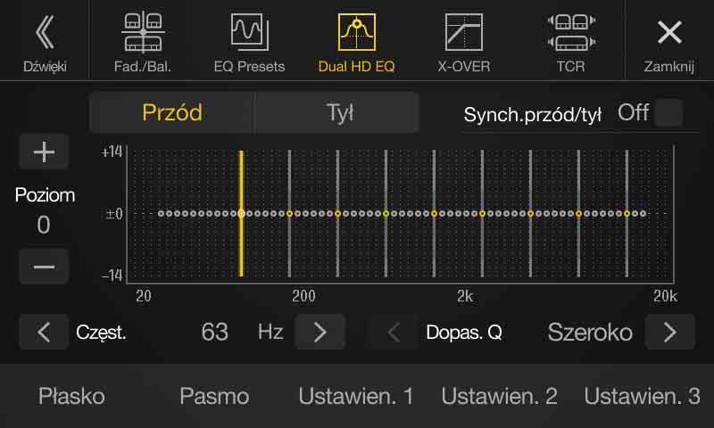 Ustawienia korekcji dźwięku Fabrycznie ustawionych jest 10 typowych ustawień korektora dostosowanych do różnego typu muzyki.