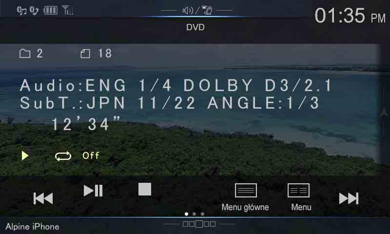 DVD Tryb Info Przykładowy ekran główny dla płyt DVD Video Tryb funkcji Numer bieżącego utworu.
