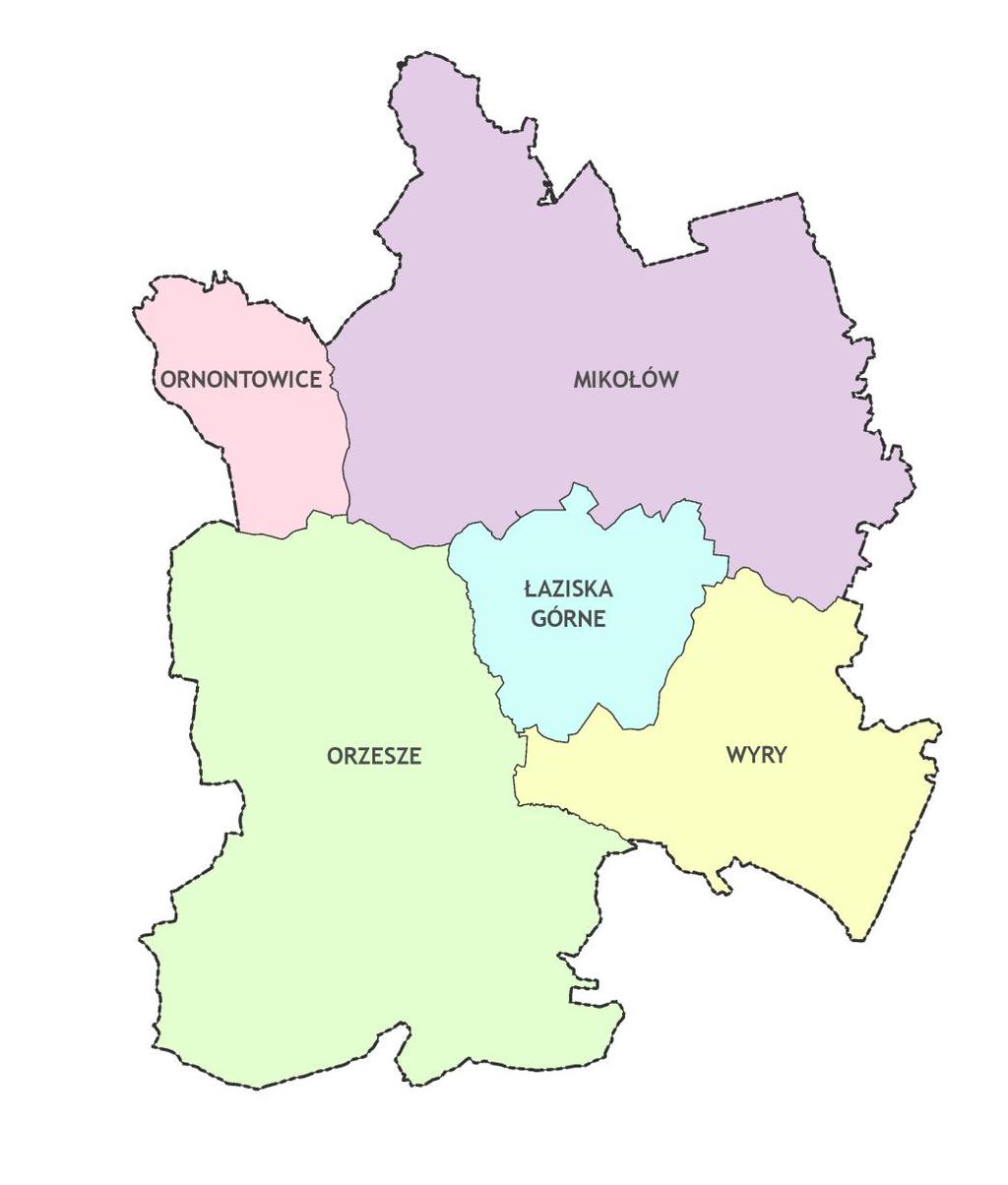 4.2.1 CHARAKTERYSTYKA JEDNOSTEK ADMINISTRACYJNYCH OBJĘTYCH PLANEM 4.2.1.1 Powiat mikołowski Powiat mikołowski położony jest w centralnej części województwa śląskiego.