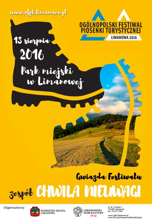 Z udziałem w Ogólnopolskim Festiwalu Piosenki Turystycznej 2016 wiąże się możliwość wygrania wysokich nagród pieniężnych ufundowanych przez Burmistrza Miasta Limanowa.