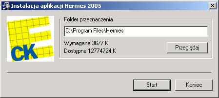 Usunąć z komputera poprzednie wersje programu HERMES (deinstalacja), jeśli takie były zainstalowane w systemie Start - Programy - Hermes - uninstall. Pojawi się okno jak na rys.1.