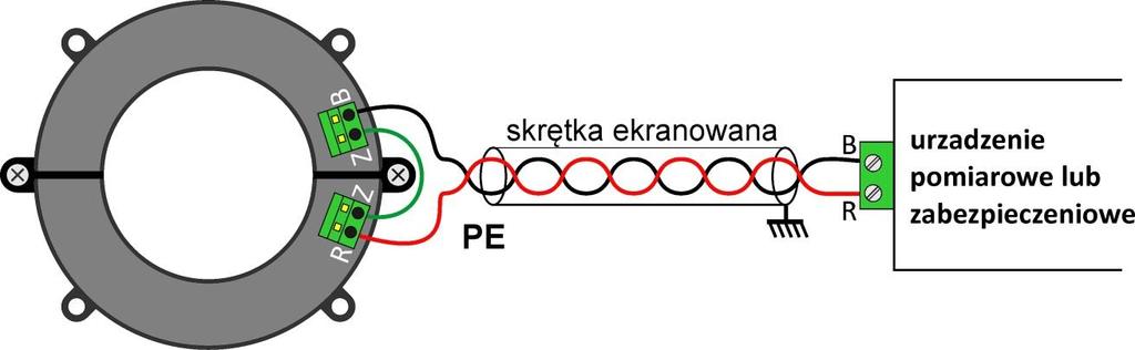 Rys. 3.3.1. Schemat przyłączeniowy przetwornika CR W przetwornikach CRR należy połączyć krótkim, pojedynczym przewodem wewnętrzne styki (Z-Z) złącz.