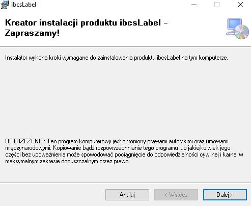 3. Instalacja oprogramowania ibcslabel. Uwaga!