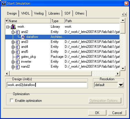 Wyniki symulacji mogą być obserwowane w postaci tekstowej (okno transkrypcji) lub graficznej (okno przebiegów czasowych).