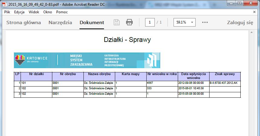 Po naciśnięciu przycisku Generuj dane zostaną wyeksportowane