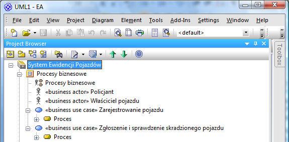 Przypadki uŝycia biznesu definiują czynności, wykonywane na styku między systemem biznesowym, a aktorami. 2.