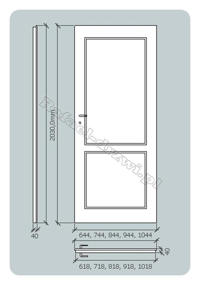 Wymiary drzwi Drzwi Wymiary Wymiary od strony przylgi od strony felcu "60" 644mm x 2030mm 618mm x 2017mm "70" 744mm x 2030mm 718mm x 2017mm "80" 844mm x 2030mm 818mm x 2017mm "90" 944mm x 2030mm