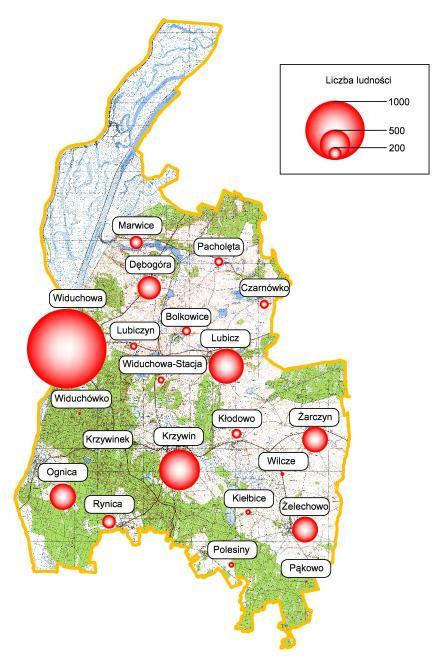33 Na rysunku 3 przedstawiono graficznie rozmieszczenie ludności w Gminie.