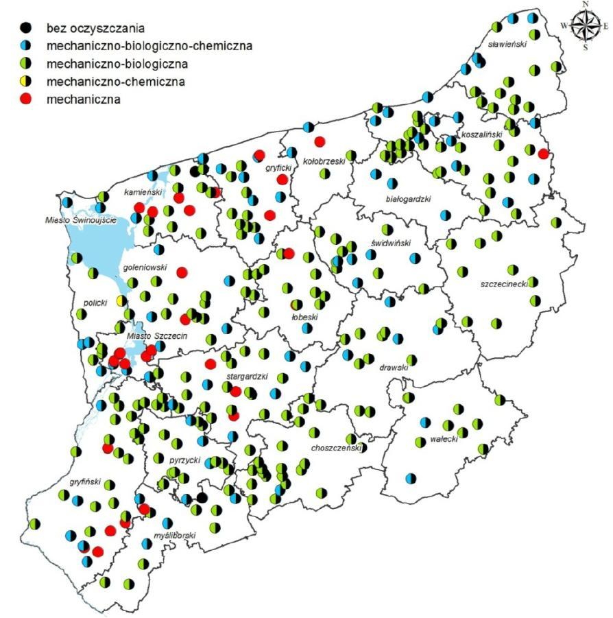 69 Natomiast w regionach miejskich ścieki poddawane są głównie procesom oczyszczania biologicznego i z podwyższonym usuwaniem biogenów.