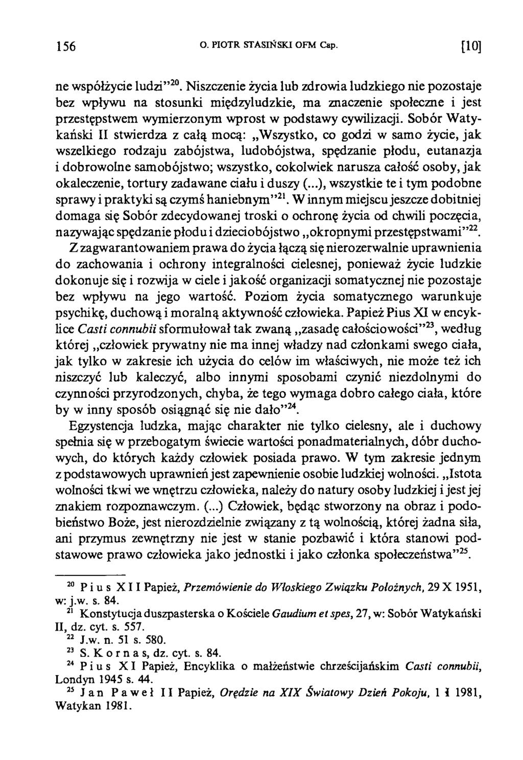 1 5 6 O. PIOTR STASIŃSKI OFM Cap. [10] ne współżycie ludzi 20.