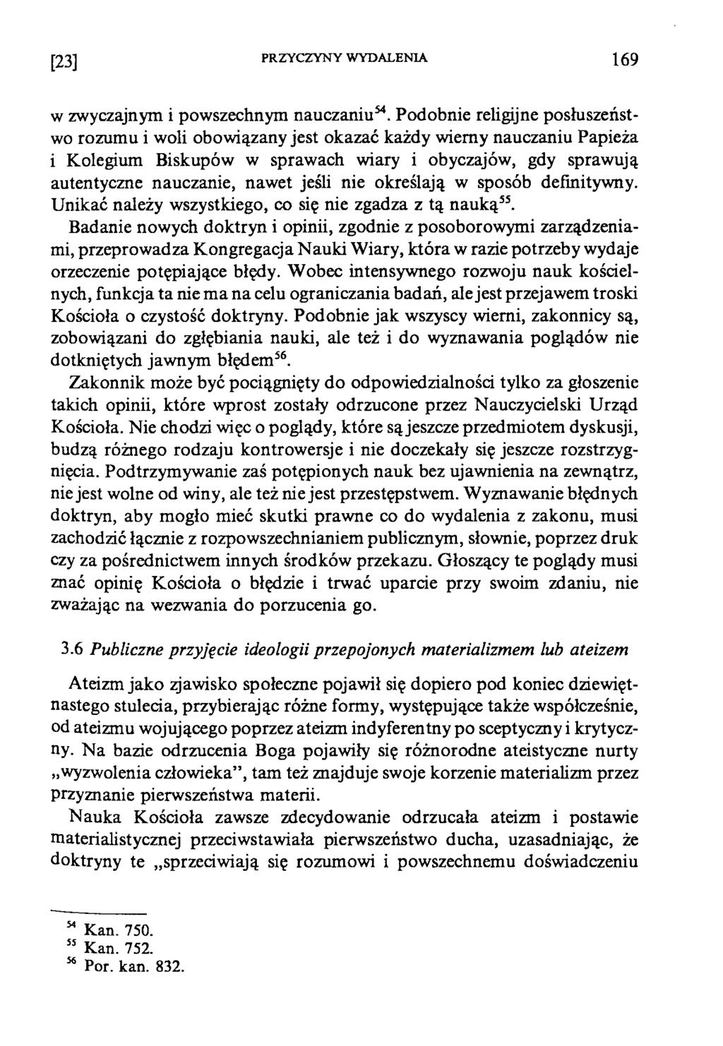 [23] PRZYCZYNY WYDALENIA 1 6 9 w zwyczajnym i powszechnym nauczaniu54.