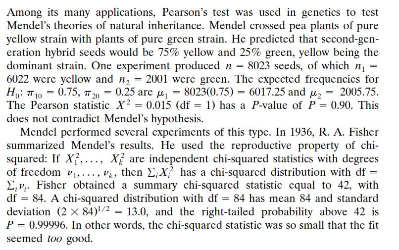 Chapter 1. Wnioskowanie statystyczne dla danych kategorycznych 7 Rozwi zanie jest postaci c π j = 1 j=1 ˆπ j = n j n, n = c j=1 n j 1.5.1. Statystyka χ 2 Pearsona (Pearson, 1900) Rozwa»a si problem Statystyka testowa χ 2 = H 0 : π = π 0 H 1 : π π 0 c j=1 (n j µ j ) 2 µ j gdzie µ j = nπ j0.
