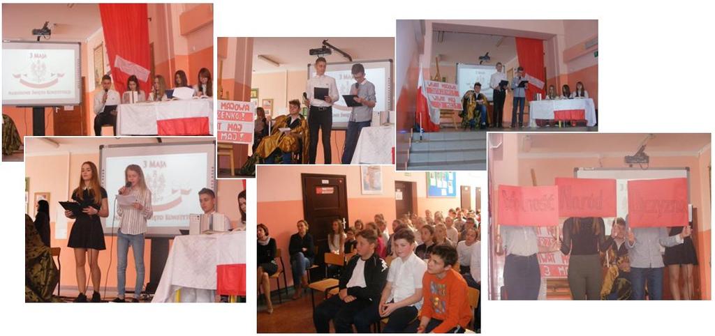 27 kwietnia tuż przed majowymi świętami, uczniowie naszej szkoły uczestniczyli w apelu z okazji kolejnej rocznicy uchwalenia Konstytucji 3 Maja. Apel przygotowali uczniowie klas II i I gimnazjum.