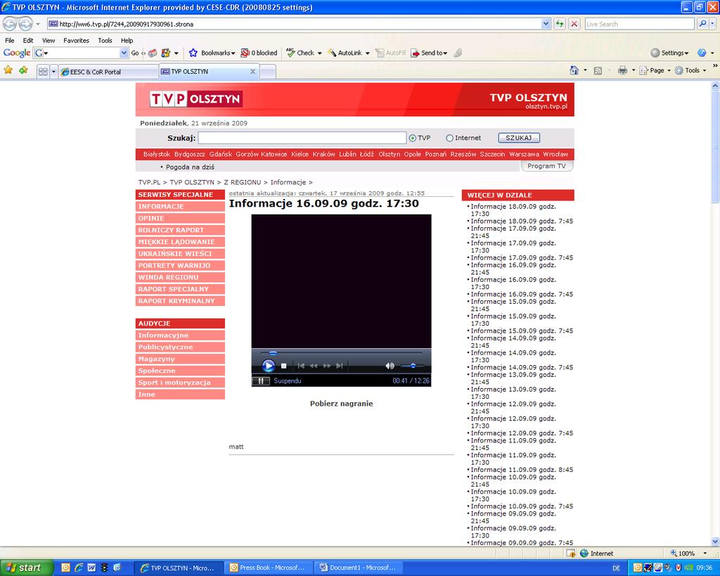 16.09.2009 TVP Poland http://ww6.