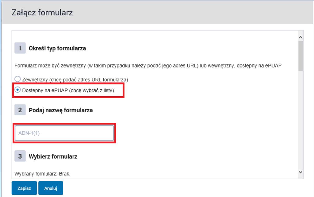 Krok 3 Uzupełniamy teraz informacje o formularzu.