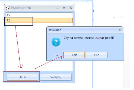 Pojawi się wtedy okienko wyboru profilu, gdzie należy wskazać wybrany profil i wcisnąć Wczytaj lub dwukrotnie kliknąć na wybranym profilu.