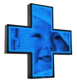 Krzyż apteczny LED Monochromatyczny Krzyż apteczny monochromatyczny to bardzo skuteczny nośnik reklamy. Urządzenie pozwala na wyświetlanie tekstów oraz grafiki.