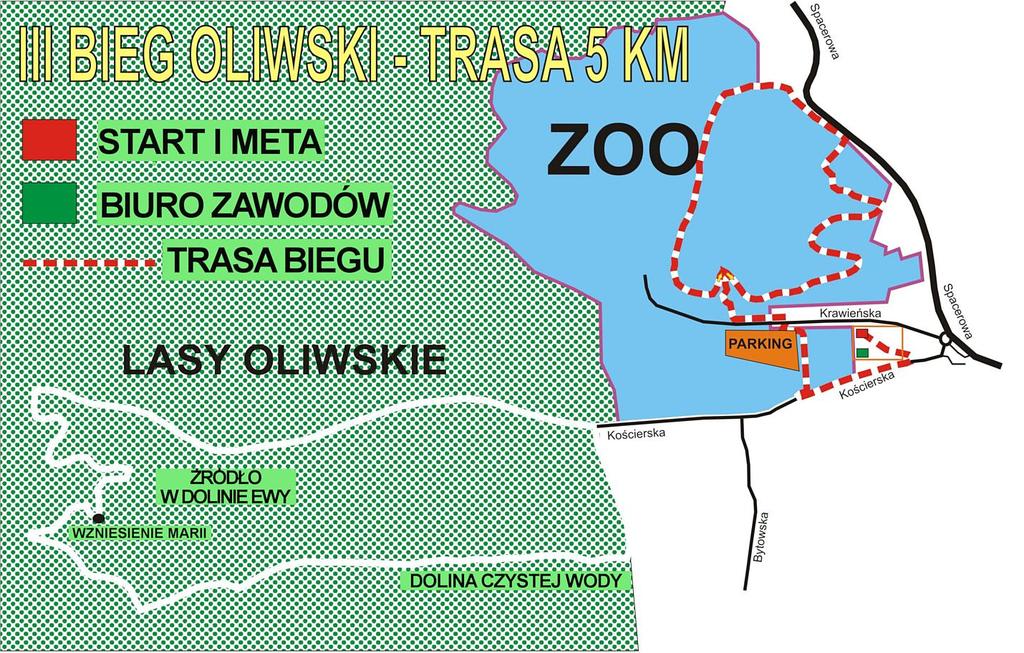 Trasa krótka o długości około 5 km.