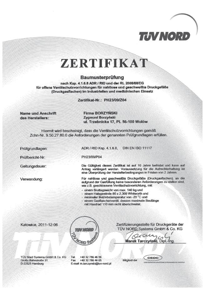 PRZEKRÓJ SECTION 17 CERTYFIKAT NR / CERTIFICATE NR