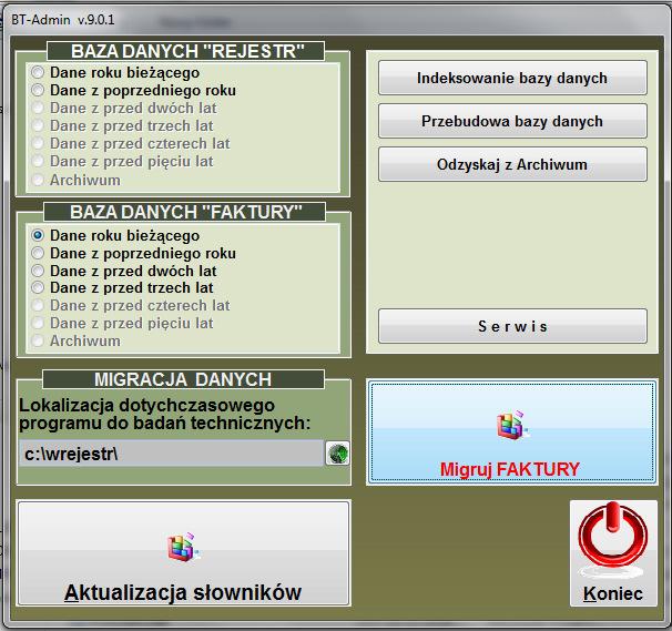 zainicjować proces migracji przez użycie przycisku