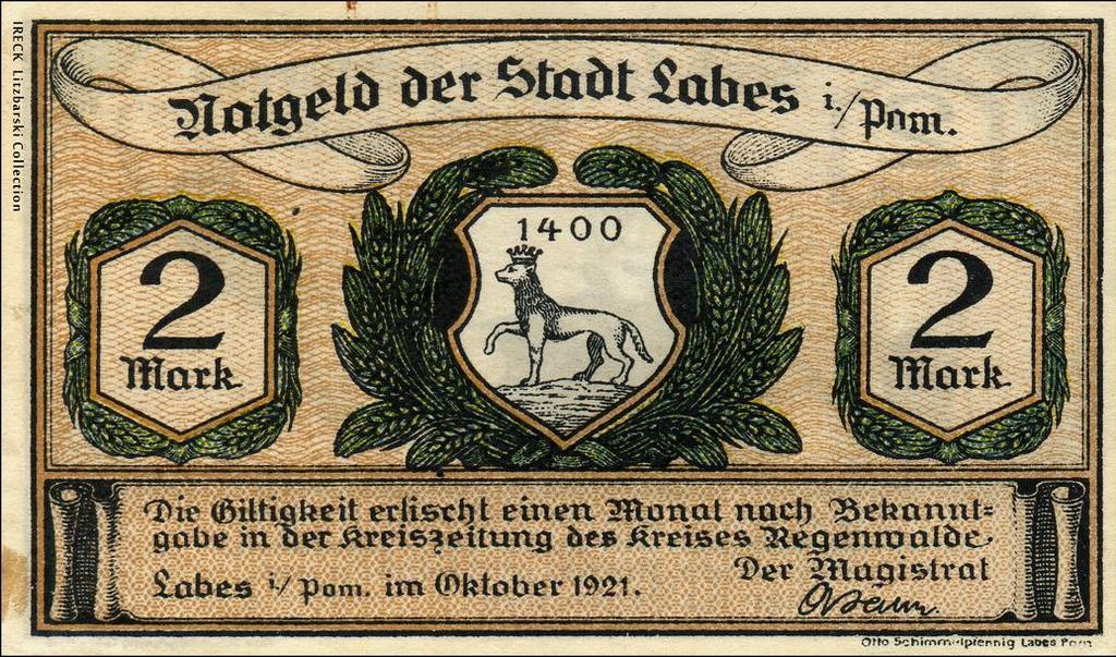 11 Ryc. 11. Pieniądz zastępczy Łobza z 1921 r. (dostępne w Internecie: https://www.flickr.com/photos/94791180@n06/12908336353; dostęp 23.12.2016). Ryc. 12.