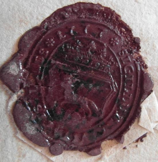 9 Ryc. 8. Pieczęć Łobza z 1777 r. (AP Szczecin, RS, sygn. 3237, s. 62). W XIX i XX w. pojawiły się nowe pieczęcie Łobza.