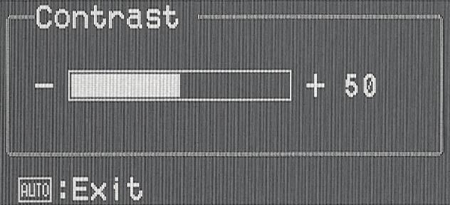 wartości. Żeby wyjść, naciśnij AUTO. 2) Kontrast (Contrast) Naciśnij przycisk MENU, żeby wejść do menu OSD.