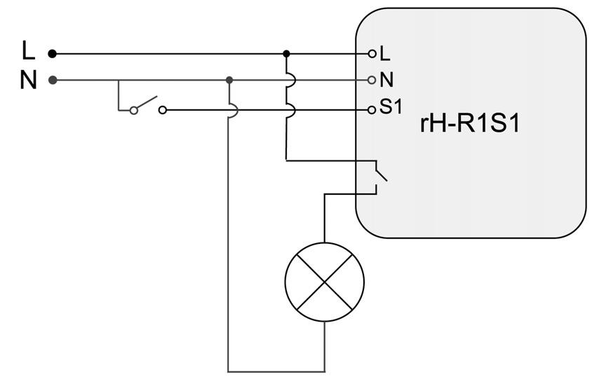 BEZPRZEWODOWY SYSTEM INTELIGENTNEGO BUDYNKU Opis przewodów: L N S1 przewód fazowy przewód neutralny klawisz wyłącznika wejście