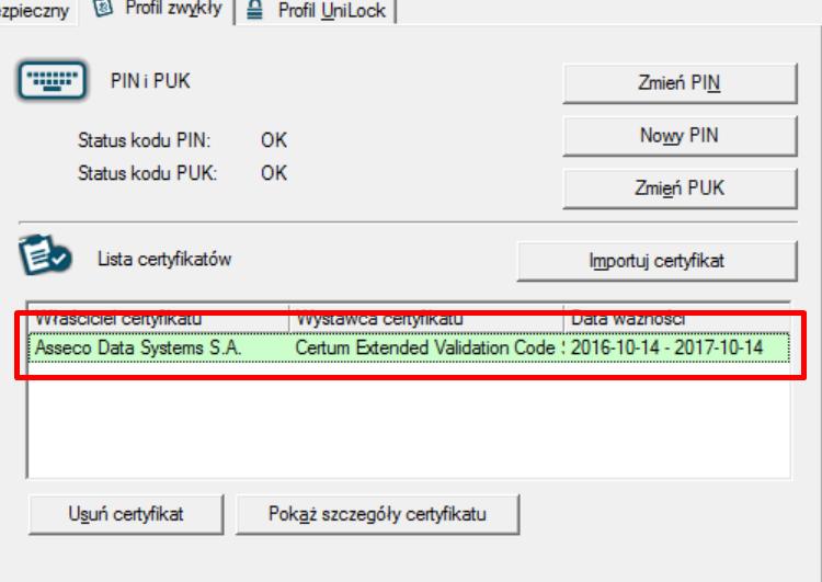 S t r o n a 18 12. Należy zarejestrować wybrany certyfikat w systemie operacyjnym. W tym celu wybieramy przycisk Rejestruj certyfikaty 6 Signtool 6.1. Opis narzędzia Signtool to narzędzie wiersza polecenia, które cyfrowo podpisuje pliki, weryfikuje podpisy w plikach i oznacza pliki znacznikami czasu.