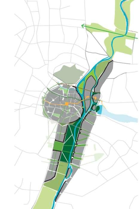 Przestrzeń dla rzeki Poznań Alternatywa 1: