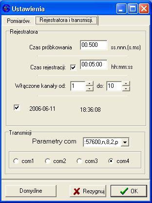 1.2. Pierwsze uruchomienie: Po każdym włączeniu systemu jak i zmianie ustawień, należy wcisnąć przycisk [Ustawianie], następnie w zakładce Rejestratora i transmisji sprawdzić zgodność wybranego COM