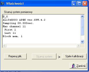 Rys.5 Okno Właściwości: informacja odczytana z systemu przyciskiem [Skanuj system]. 3. Opis działania programu RX03 dla systemów DA.