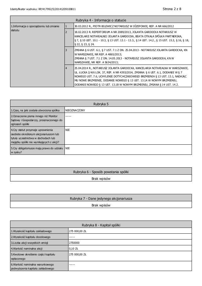 DOKUMENT INFORMACYJNY AKCJI