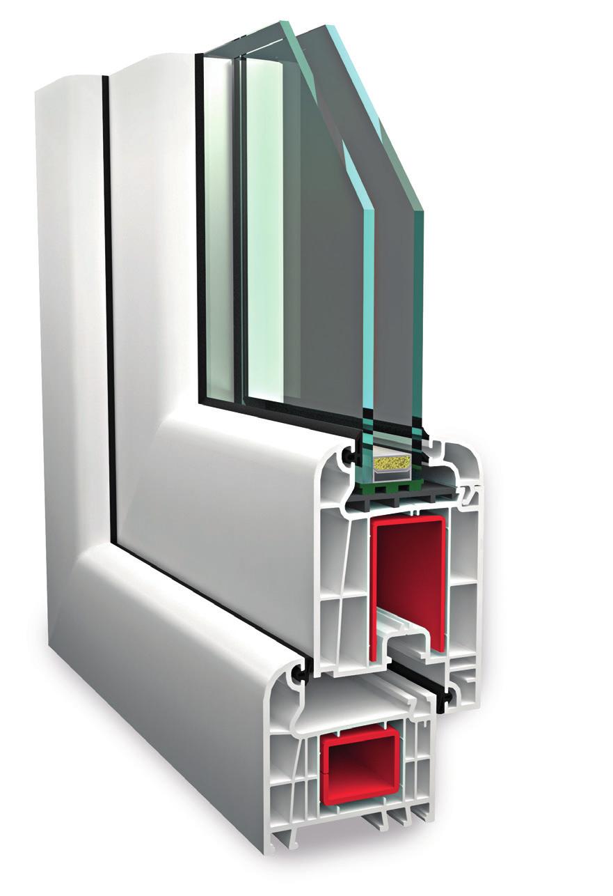 Możliwość zastosowania pakietów szybowych o szerokości do 48 mm powoduje uzyskanie bardzo dobrych parametrów cieplnych okien.