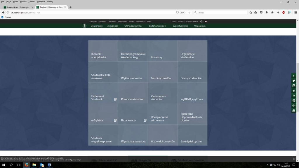PODSTAWOWE INFORMACJE O STUDIOWANIU 1. Strona UEP zakładka Studenci 2.