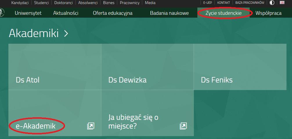 II. Akademiki Uczelnia dysponuje łącznie 558 miejscami noclegowymi w 3 akademikach. W pierwszej kolejności są w nich kwaterowani studenci studiów stacjonarnych UEP.