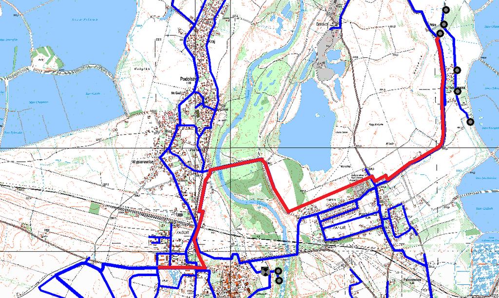 Zastosowanie modelowania matematycznego w projektowaniu 381 o średnicy DN250 zostało doprowadzone do planowanego węzła sieci u zbiegu ulic Oświęcimskiej i M.
