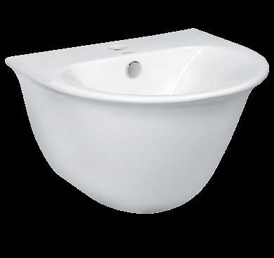 wash basin with A SEMI PEDESTAL DOROTEA 15 Wall-mounted bidet outlet: 100 mm installation holes distance: 230 MM equipment: soft-closing white seat cover (duroplast) width:
