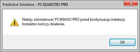 2 Opcja ta uruchamia właściwy program instalacyjny PS QUAESTIO PRO. Jest to plik PS_QUA- ESTIO_CLIENT.exe dostępny na płycie DVD w folderze Pliki_instalacyjne. Gdyby uruchomienie PS_Launcher.