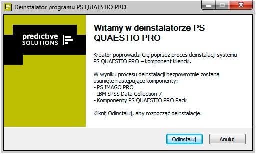 7 Po zakończeniu deinstalacji PS QUAESTIO PRO może być wymagany restart systemu Windows.