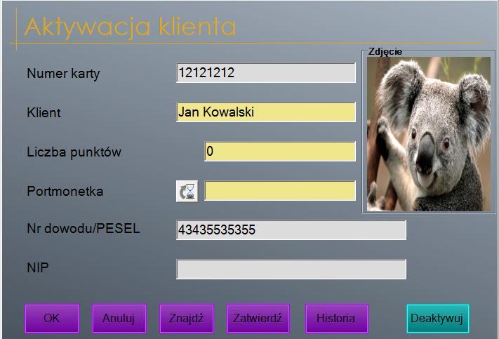 Zapisujemy dane w systemie wybierając klawisz ok. Po takim przejściu wykonujemy Aktywację klienta, aby sprzedaż była przypisana danemu klientowi.